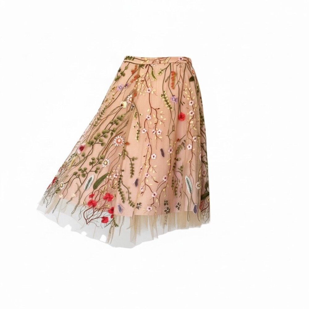 Eva Franco Waverly Garden Skirt 10 Organza Floral Romantic Cottagecore Fairy - Picture 3 of 11